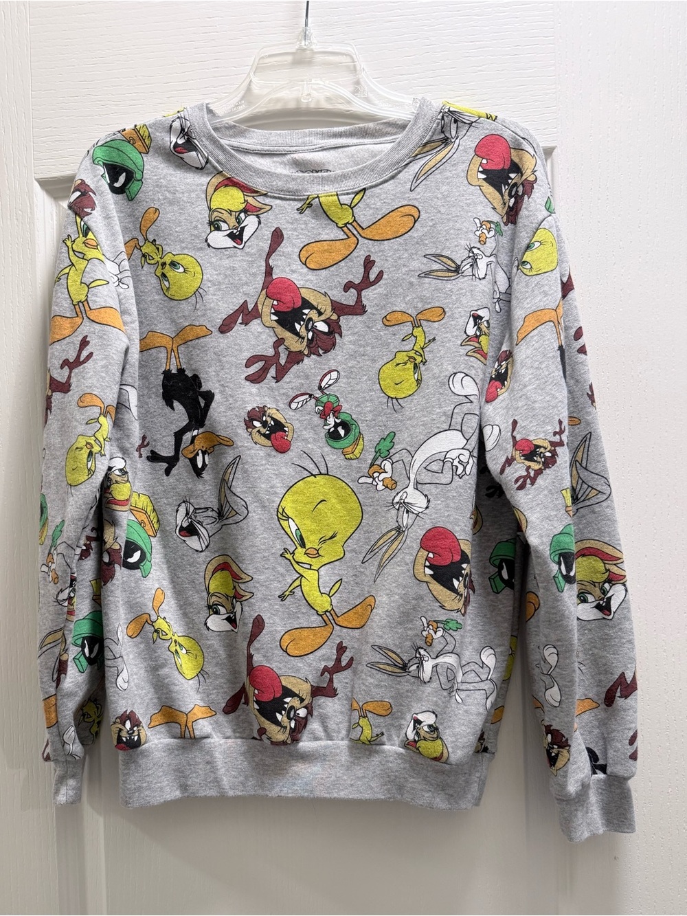 Warner Bros. Gray Looney Tunes All-Over Print Crewneck